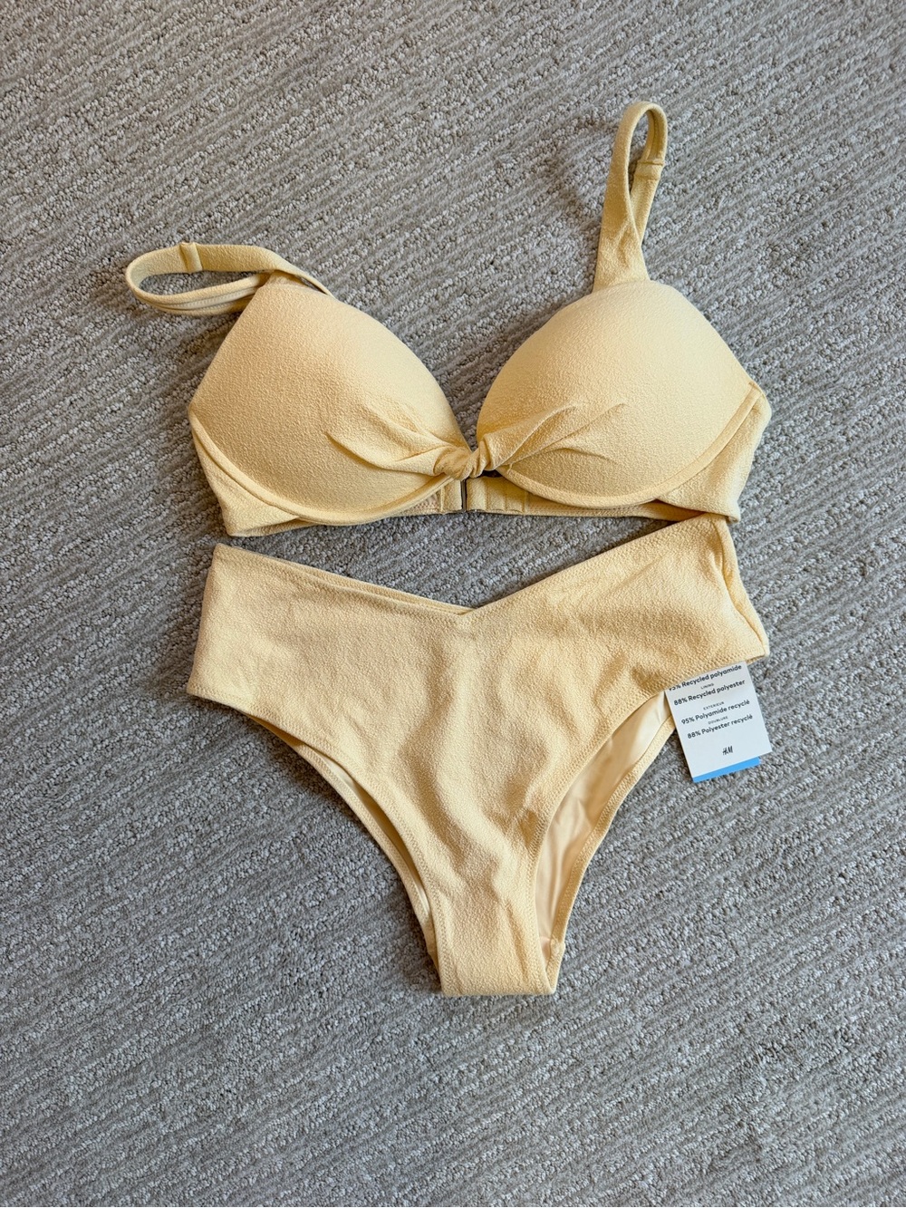 H&M Cream Textured Bikini Set
